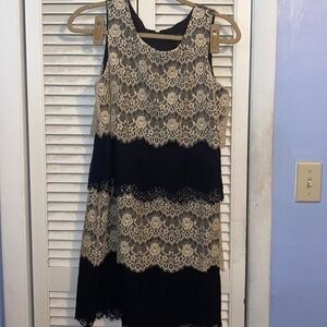 Jessica Simpson black and gold lace dress